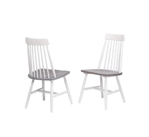 Cusick Windsor Dining Chairs, White & Gray Wood