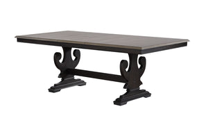 Frates Extendable Trestle Dining Table, Black & Brown Wood