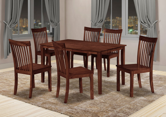 Tanya 7 Piece Dining Set, Cappuccino Solid Wood