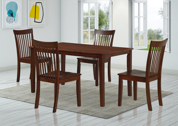 Tanya 5 Piece Dining Set, Cappuccino Solid Wood