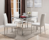 Leina Dining Chairs, White Vinyl & Chrome Metal