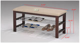 Multi Finish Options Wood 2 Tier Shoe Rack Bench Organizer Display - Pilaster Designs