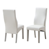 Astra Dining Chairs, White Vinyl & Champagne Wood