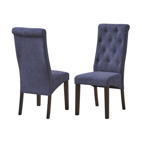 Huxley Dining Chairs, Blue Fabric & Black Wood