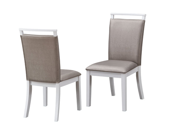 Danby Dining Chairs, Gray Fabric & White Wood