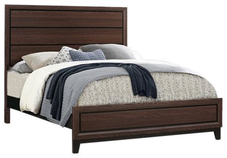 Asheville Panel Bed, King, Brown Wood