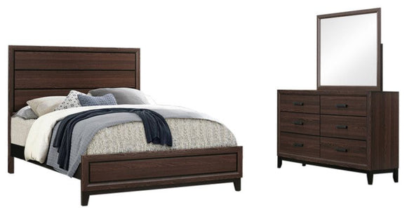 Asheville 3 Piece Bedroom Set, King, Brown Wood