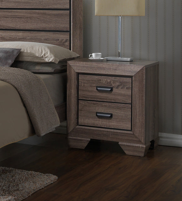 Brown Wood Modern 2 Drawer Storage Bedroom Nightstand Bedside Table - Pilaster Designs