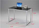 Ariah Chrome Metal With Tempered Glass Top Modern Home & Office Workstation Computer Desk - Pilaster Designs