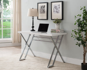 Jade Wood & Chrome Metal Modern 43"W Home & Office Workstation Computer Desk (Black, White) - Pilaster Designs