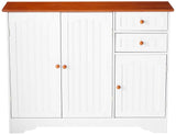 Carson Kitchen Cabinet, White & Walnut Wood