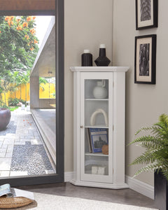 Didan Curio Cabinet, White Wood & Glass