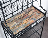 Leroy Black Metal & Walnut Wood Transitional 5 Tier Kitchen Bakers Rack - Pilaster Designs