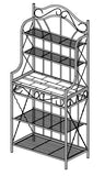 Leroy Black Metal & Walnut Wood Transitional 5 Tier Kitchen Bakers Rack - Pilaster Designs