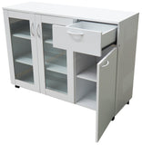 Gremlin Kitchen Cabinet, White Wood & Glass