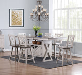 Figaro 7 Piece Counter Height Dining Set, Wash Gray Wood