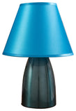 Zed Table Lamp, Blue Metal & Fabric