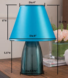 Zed Table Lamp, Blue Metal & Fabric