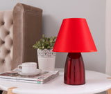 Zed Table Lamp, Red Metal & Fabric