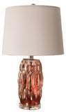 Davina Table Lamp Set, Silver Pink Glass & White Fabric