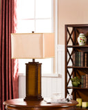 Sharon Table Lamp, Brown & Light Brown Fabric