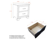 Gray & Chrome Wood Modern 2 Drawer Storage Bedroom Nightstand Bedside Table - Pilaster Designs