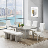 Astra 6 Piece Dining Set, Champagne Wood & White Vinyl