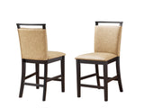 Canal 24"H Counter Height Stools, Coffee Faux Leather & Cappuccino Wood (Set of 2)