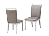 Danby 7 Piece Dining Set, Gray Fabric & White Wood