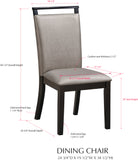 Danby Dining Chairs, Gray Fabric & Cappuccino Wood