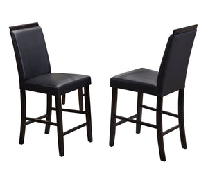 Lenn 24"H Counter Height Stools, Black Faux Leather & Cappuccino Wood (Set of 2)