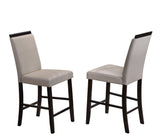 Lenn 24"H Counter Height Stools, Gray Faux Leather & Cappuccino Wood (Set of 2)