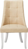 Lexie Dining Chairs, Beige Vinyl & White Wood