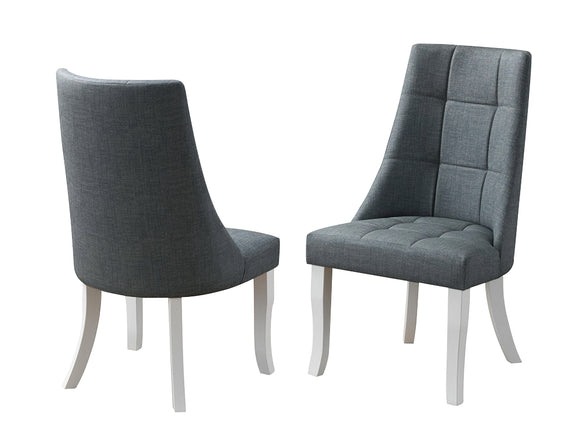Lexie Dining Chairs, Gray Vinyl & White Wood
