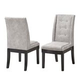Riley Dining Chairs, Silver Fabric & Cappuccino Wood