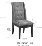 Riley Dining Chairs, Dark Brown Fabric & Cappuccino Wood