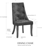 Benoit Dining Chairs, Dark Brown Fabric & Gray Wood