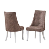 Benoit Dining Chairs, Dark Brown Fabric & White Wood