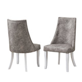Benoit Dining Chairs, Gray Fabric & White Wood