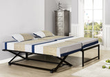Archer Platform Bed Frame & Pop-Up Trundle, Black Metal, Twin