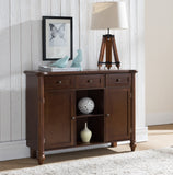 Levi Walnut Wood Transitional Sideboard Buffet Console Display Table With Storage Drawers, Cabinet Doors & Shelves - Pilaster Designs