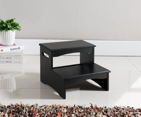 Black Wood 12-Inch Contemporary Bedroom Step Stool Display - Pilaster Designs