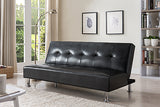 Lane Black Faux Leather Transitional Adjustable Back Klick Klak Sofa Futon Sleeper Bed (Wood Frame) - Pilaster Designs