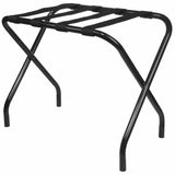 27-Inch Black Metal Contemporary Foldable Luggage Rack Stand With Nylon Belts - Pilaster Designs