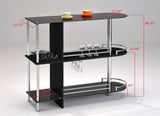 Axel Metal Modern Bar Table With Glass Storage Shelves & Wine Rack (Black, White) - Pilaster Designs