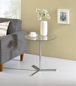 Form End Table, Chrome Metal & Tempered Glass