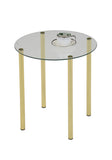 Worcester Round Side Table, Brass Metal & Glass
