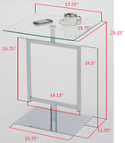 Doolins Side Table, Chrome Metal & Glass