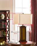 Brown Finish With Light Brown Fabric Shade Traditional Table Lamp - Pilaster Designs