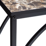 Pania Sofa Table, Black Metal & Faux Marble